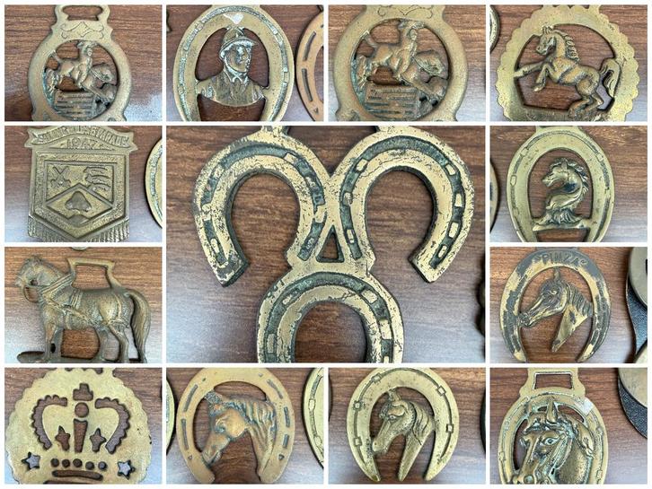 Set vintage messing paardentuig ornamenten / horse brasses, Dieren en Toebehoren, Paarden en Pony's | Overige Paardenspullen, Gebruikt