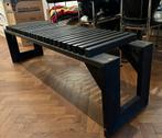 Zwart gebeitste houten halbank - 150cm, Ophalen, Gebruikt, Zwart, Hout