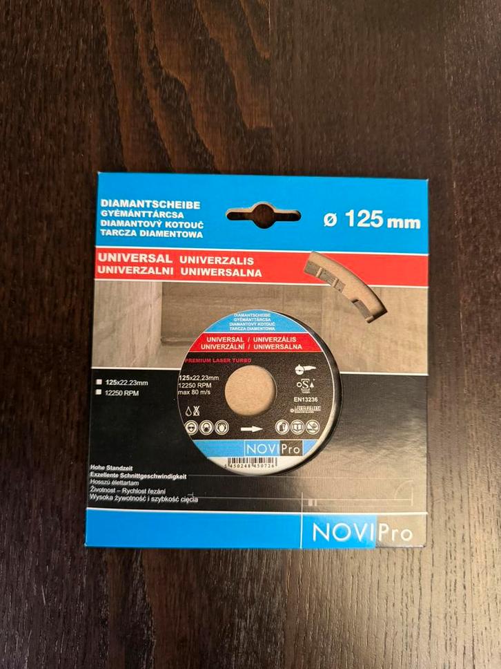 NOVIPro Diamantschijf 125mm – Nieuw – Partij 600 stuks, Doe-het-zelf en Verbouw, Gereedschap | Slijpmachines, Zo goed als nieuw