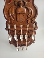 Vintage set houten houder met lepeltjes brocante, Ophalen of Verzenden
