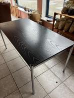 Zwarte eettafel of bureau houten blad Chrome poten, 50 tot 100 cm, 100 tot 150 cm, Art deco, Gebruikt