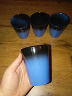 Zwart/Blauwe Bekers - Set van 4, Huis en Inrichting, Keuken | Servies, Ophalen, Glas of Glazen, Keramiek, Zo goed als nieuw