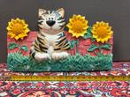 Leuk sleutelrekje met tijger en zonnebloemen, Wandkapstok, Kunststof, Gebruikt, Onbekend