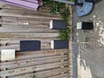 Staande lamp RVS met zwarte rechthoekige kappen., Huis en Inrichting, Lampen | Vloerlampen, Ophalen, Gebruikt, 150 tot 200 cm
