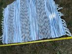 Vloerkleed licht blauw grijs bruin katoen gerecycled, Bruin, Zo goed als nieuw, Rechthoekig, 50 tot 100 cm