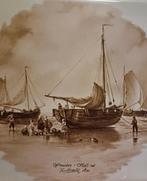 schepen oude voorstelling tegel naar schilderij JC Hunnik, Antiek en Kunst, Antiek | Wandborden en Tegels, Ophalen of Verzenden