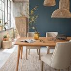 Acaciahouten eettafel en zes eettafel stoelen, Ophalen, 200 cm of meer, 50 tot 100 cm, Zo goed als nieuw