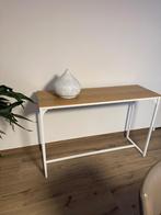 Sidetable wit/eiken zgan, Ophalen, 100 tot 150 cm, Zo goed als nieuw, Metaal