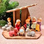 ⭐️ Klein kerststalletje keramiek beeldjes kindjes kerststal, Ophalen of Verzenden, Gebruikt