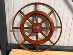 Houten stuurwiel 80 cm met bronzen draaihulp, Watersport en Boten, Accessoires en Onderhoud, Ophalen of Verzenden, Gebruikt, Overige typen