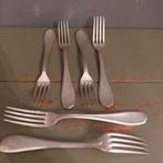 set van 6 brocante verzilverde dinervorken met monogram, Ophalen of Verzenden