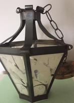Antiek hal lampje met geslepen glas vogeltjesmotief, Antiek en Kunst, Antiek | Lampen, Ophalen of Verzenden