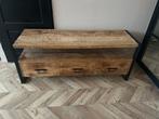 Mango houten TV Meubel met Metalen Frame, Huis en Inrichting, Kasten | Televisiemeubels, Gebruikt, 100 tot 150 cm, Ophalen of Verzenden