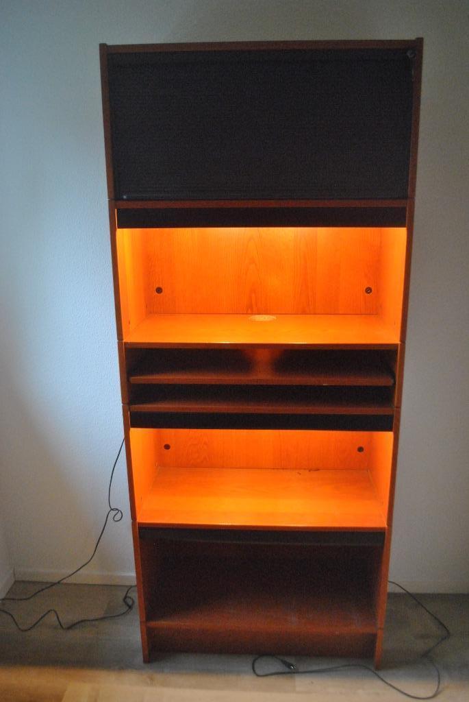Archiefkast, hout met roldeur en verlichting, Huis en Inrichting, Kasten | Roldeurkasten en Archiefkasten, Gebruikt, 150 tot 200 cm