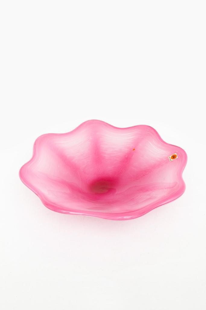 Roze golvende vintage schaal Art Glass, Antiek en Kunst, Antiek | Glas en Kristal, Ophalen