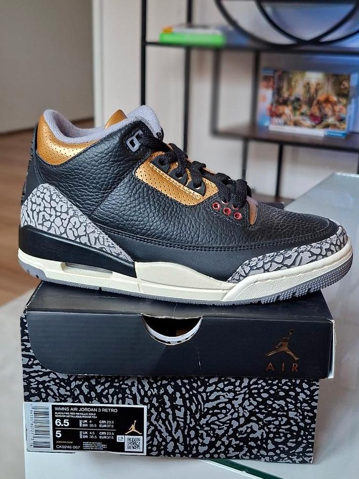 Nike Air Jordan 3 "Black Cement Gold" maat 37.5, Kleding | Dames, Schoenen, Nieuw, Sneakers of Gympen, Zwart, Ophalen of Verzenden