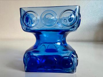 Vintage Fins Riihimäen Lasi Kandelaar Blauw Tamara Aladin beschikbaar voor biedingen
