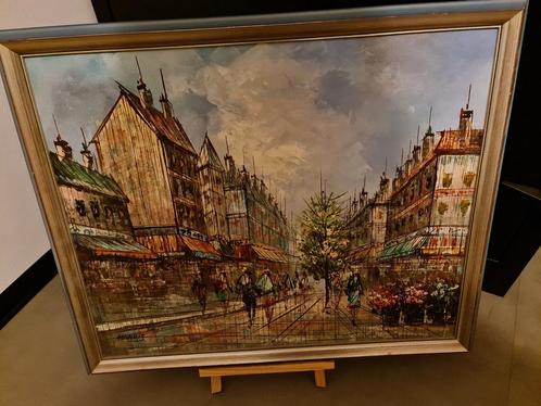 Prachtig Stadsgezicht in Luxe Lijst Gesigneerd door Harri, Antiek en Kunst, Kunst | Schilderijen | Klassiek, Ophalen of Verzenden