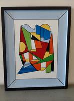 Mooie kleurrijk schilderij met houten lijst, Ophalen