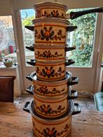 Vintage Retro Pannenset - Prachtige Bloemenprint!, Huis en Inrichting, Keuken | Potten en Pannen, Ophalen, Gebruikt, Overige materialen