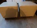 2 poefjes crème wit leer, Ophalen, Minder dan 50 cm, Gebruikt, Rechthoekig