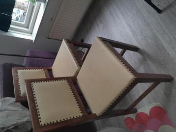 Set vintage brocante Eiken eetkamerstoelen  beschikbaar voor biedingen