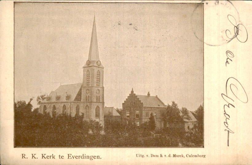 Everdingen - RK Kerk, Ophalen of Verzenden, Voor 1920, Gelopen, Zuid-Holland