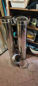 Dubbelwandige Kachelpijp + Bocht 45 - 150/200mm, Ophalen, Bochten, Gebruikt, Rvs