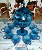 bowlstel blauw glas met 10 cups, Ophalen