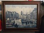 Delftsblauwe tegelafbeelding van de Oude Haven in Rotterdam., Antiek en Kunst, Kunst | Schilderijen | Klassiek, Ophalen