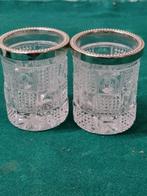 lepelvaasjes kristal en verzilverde rand, Antiek en Kunst, Antiek | Glas en Kristal, Ophalen of Verzenden