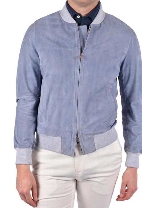 SALE! Nieuw 2578 euro Rifugio Napoli suede bomber 50, Kleding | Heren, Jassen | Zomer, Nieuw, Maat 48/50 (M), Blauw, Ophalen of Verzenden