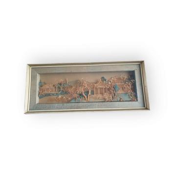 Prachtig gedetailleerd Chinees kurk diorama in vitrinelijst beschikbaar voor biedingen