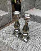 2 kandelaars steen met metalen coating, Huis en Inrichting, Woonaccessoires | Kandelaars en Kaarsen, Ophalen of Verzenden