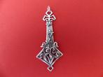 Mooie Aparte Lange Zilveren Jugendstil Hanger met Vlinders, Verzenden, Zilver, Hanger