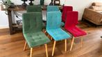 Eetkamer stoelen 6 stuks groen rood blauw, Huis en Inrichting, Ophalen, Gebruikt, Overige kleuren, Stof