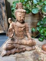 Shiva houtsnijwerk boeddha beeld massief teak handwerk 33 cm, Verburgt Vintage, Nieuw, Ophalen of Verzenden, https://verburgtvintage.nl/#contact