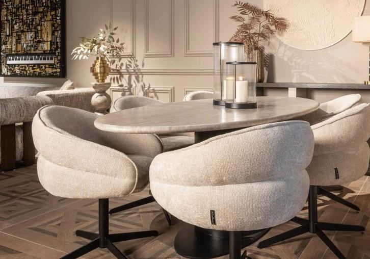 Richmond Interiors Eetkamer draaistoel / Bureaustoel Kayla, Huis en Inrichting, Stoelen, Zo goed als nieuw, Eén, Stof, Overige kleuren