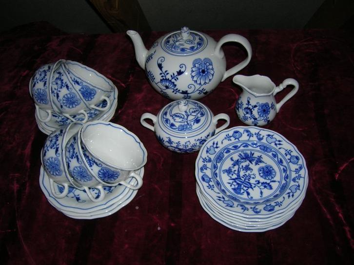 Roomstel Zwiebelmuster Hutschenreuther, theeservies Tsjechië, Antiek en Kunst, Antiek | Servies compleet, Ophalen of Verzenden