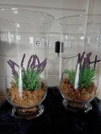 2 GROTE GLAZEN STULPEN MET DECORATIE, Overige materialen, Overige kleuren, 25 tot 50 cm, Ophalen of Verzenden