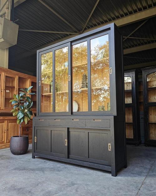 Teak Schoolkast | Vitrinekast | Servies | Buffetkast #1206, Huis en Inrichting, Kasten | Buffetkasten, Zo goed als nieuw, 200 cm of meer