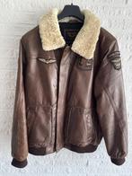 PME Leren (piloten)jas met (teddy)bont kraag XXXL, Bruin, Overige maten, Ophalen of Verzenden, Zo goed als nieuw