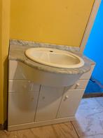 Vintage Wastafelmeubel met Marmeren Blad, Huis en Inrichting, Badkamer | Badkamermeubels, Ophalen, 50 tot 100 cm, Zo goed als nieuw