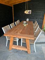 Handgemaakte massief houten tuintafel, Tuin en Terras, Ophalen, Eettafel, Nieuw, 8 zitplaatsen