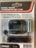 Binnen/buiten thermometer met klok auto, Auto diversen, Verzenden, Nieuw