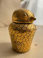 Vintage Burmese Owl Black Gold Lacquerware Owl Trinket Box, Antiek en Kunst, Ophalen of Verzenden