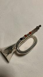 Vintage antieke kerstbal, trompetje groen oranje rood, Ophalen of Verzenden, Zo goed als nieuw