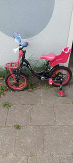 Kinderfiets AMIGO 12 inch – Zwart/Roze, Ophalen of Verzenden, Zo goed als nieuw, Minder dan 16 inch, Zijwieltjes