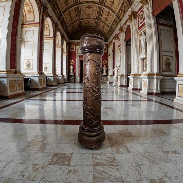 Vintage houten zuil / kolom / staander met sculptuur, Antiek en Kunst, Antiek | Meubels | Tafels, Ophalen