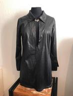 Vintage retangle black zwart wetlook blouse, Maat 38/40 (M), Retangle black, Verzenden, Zwart